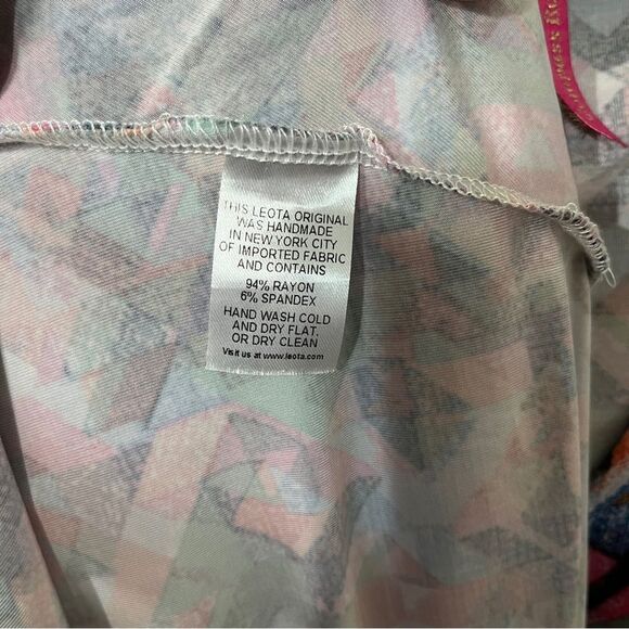 Leota Handmade Colorful Faux-Wrap Abstract Purple/Pink Fit and Flare Midi Dress - Picture 8 of 8